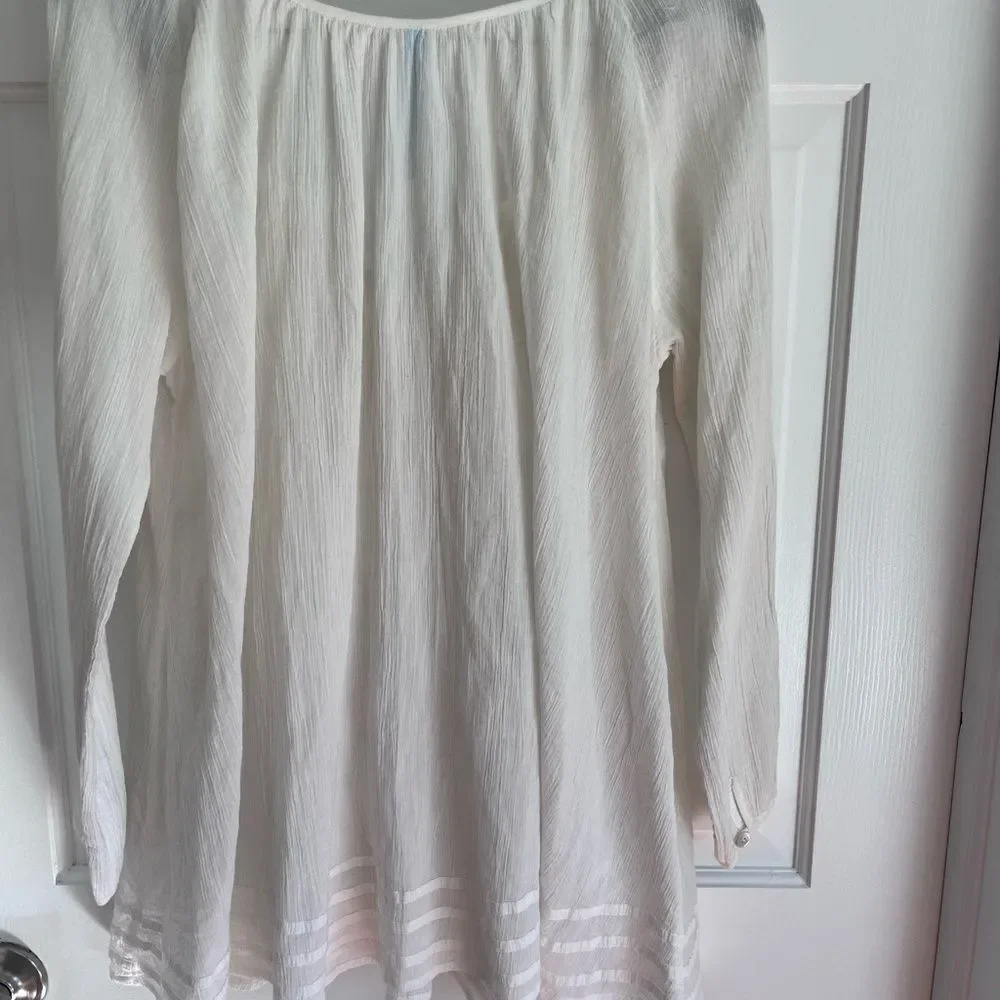 Free People Cream Tunic Lace Sequin Detail SZ Small Coastal Cowgirl NWOT Summer